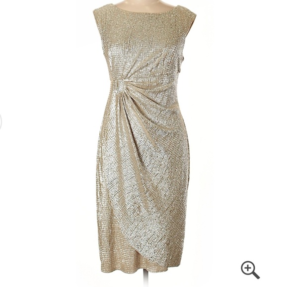 connected apparel Dresses & Skirts - Connected Apparel sleeveless gold faux wrap dress
